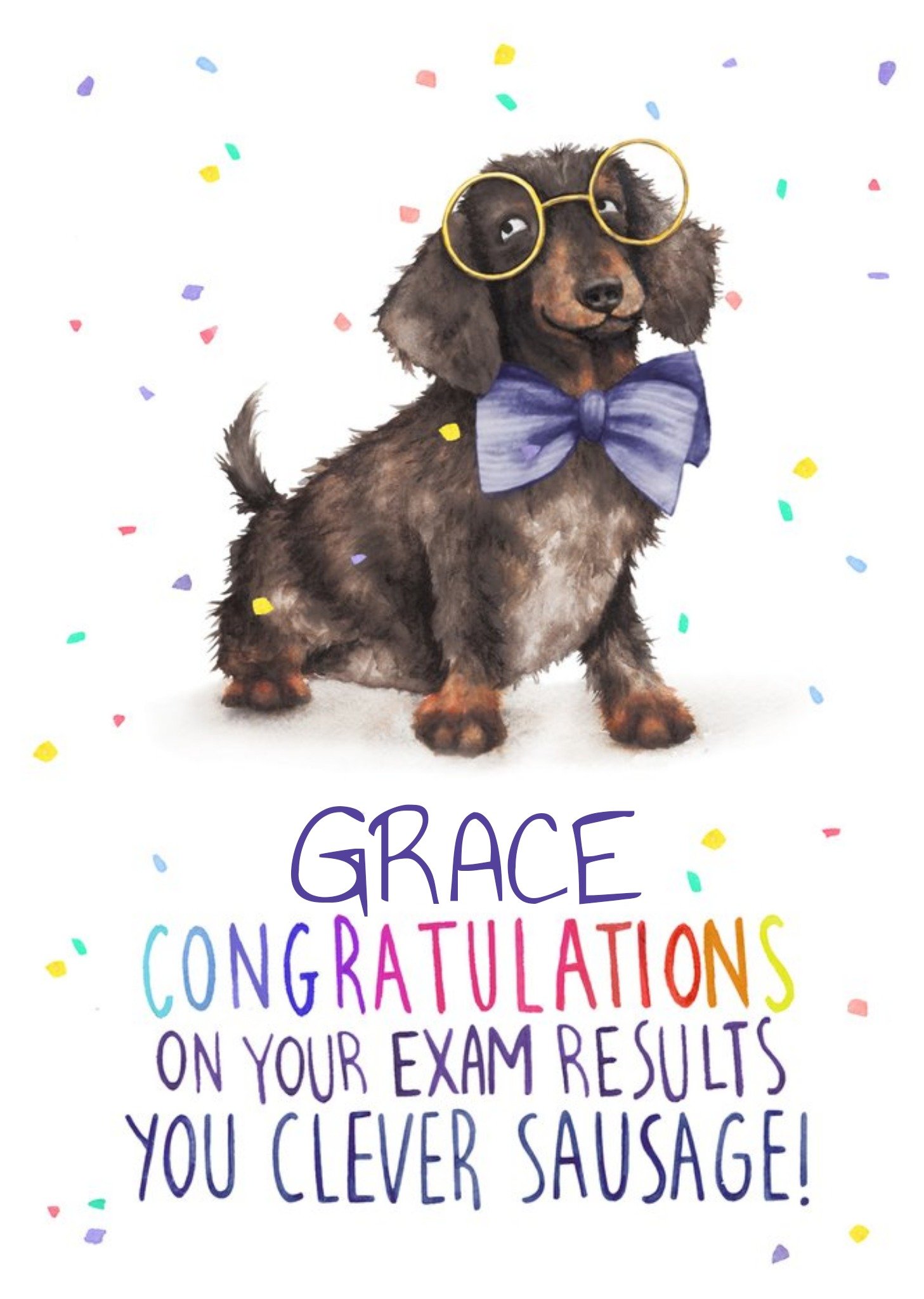 Moonpig Cute Sausage Dog Pun Congratulations On Your Exam Results Card