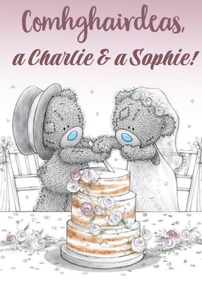 Tatty Teddy Gaelic Congratulations Wedding Card