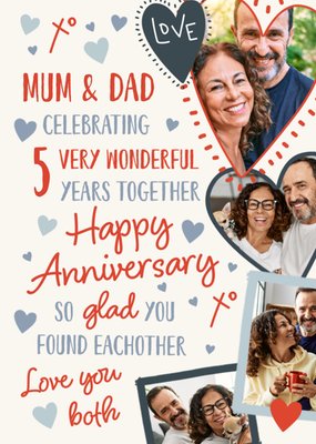 Mum & Dad Celebrating 5 Wonderful Years Photo Upload Anniversary Card