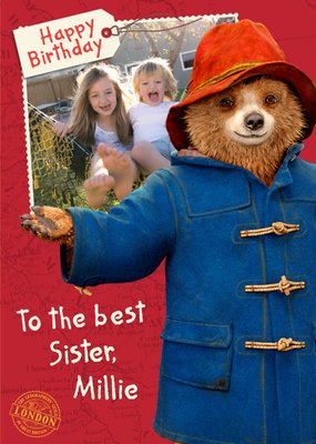 Paddington Birthday Sister Photo Upload Card