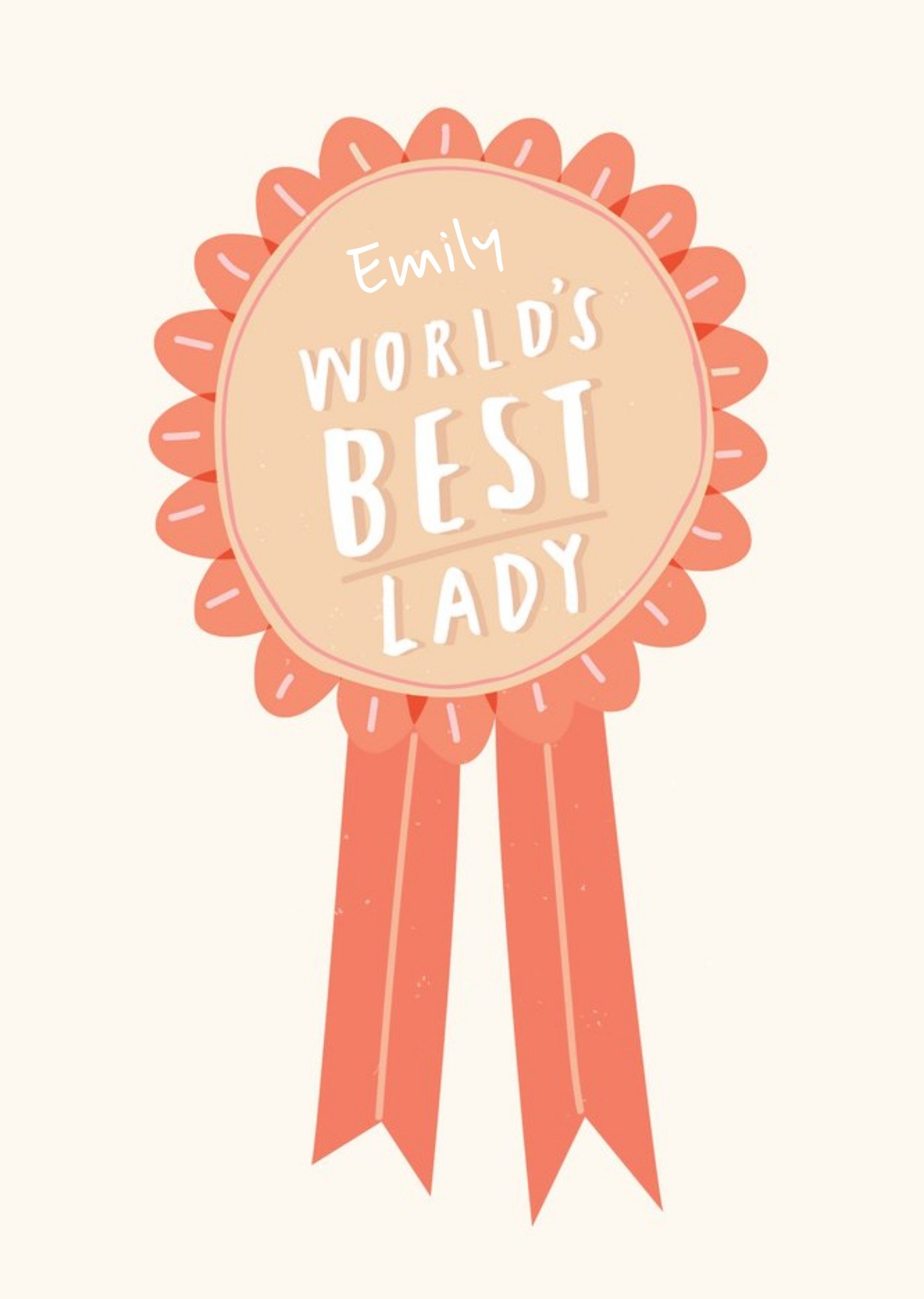 Moonpig Peach Badge World's Best Lady Personalised Card