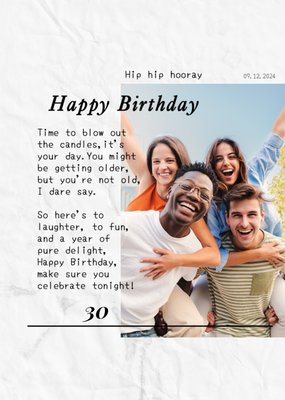 You're Getting Older But Not Old Verse Photo Upload Birthday Card