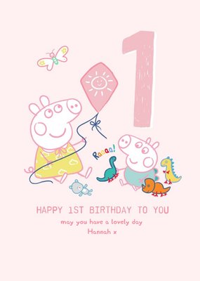 Peppa Pig and George Happy 1st Birthday card