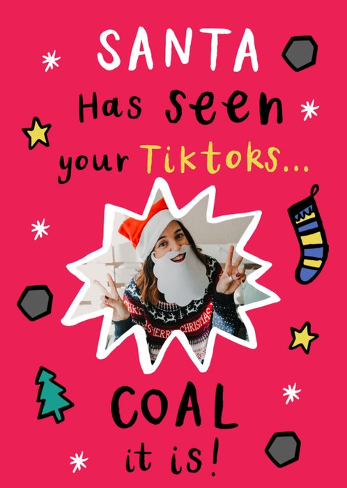 Coal It Is Photo Upload Santa Christmas Card