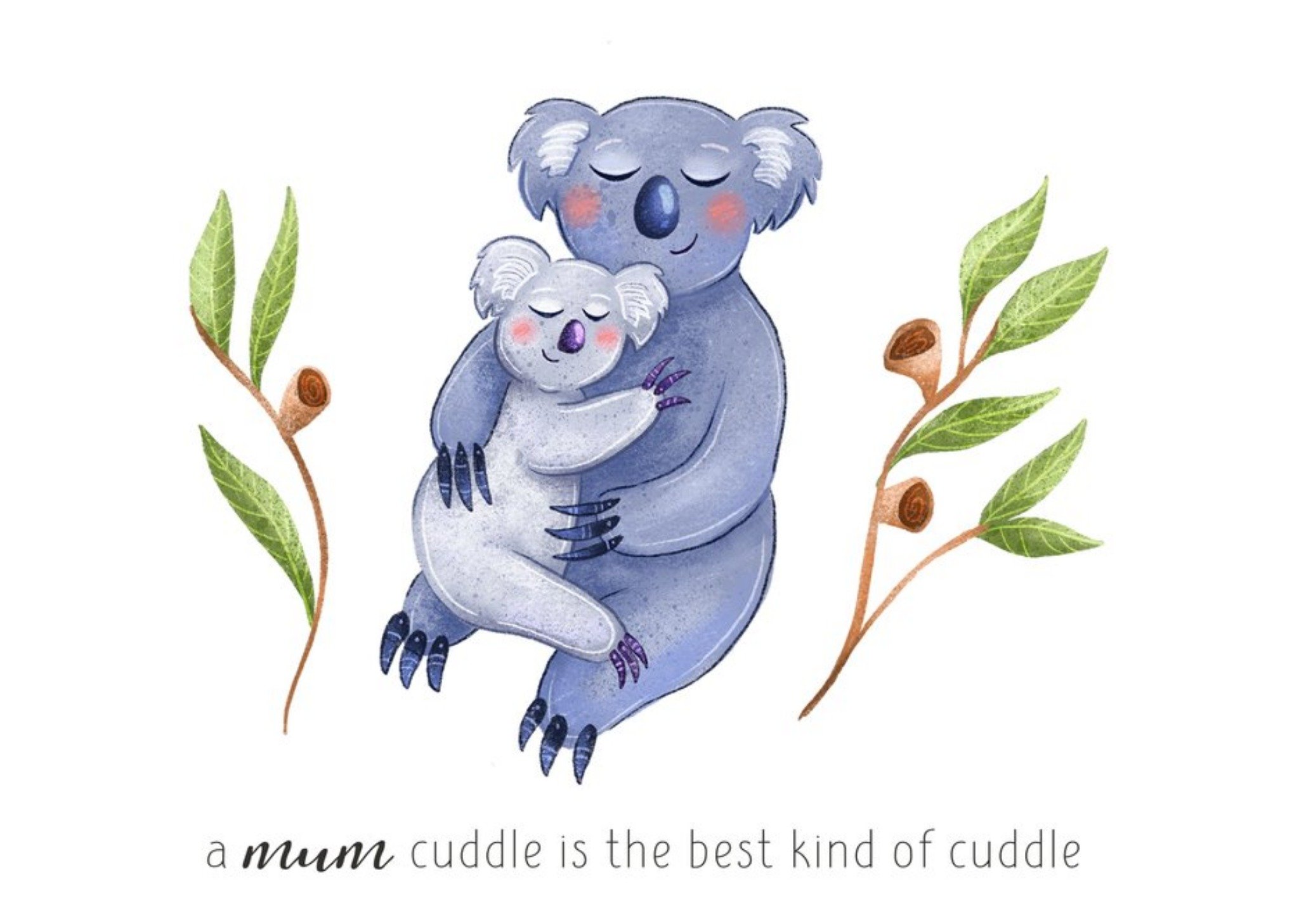 Moonpig Cute Illustration Of Two Koala Bears Surrounded By Flowers Mother's Day Card