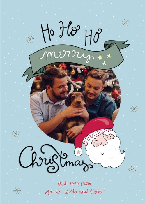 Illustrated Ho Ho Ho Photo Upload Christmas Card