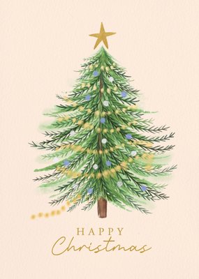 Traditional Illustrated Christmas Tree Card 