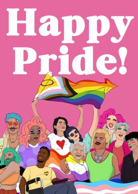 Diverse And Inclusive Illustrated Characters Happy Pride Card