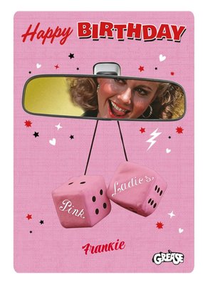 Grease Sandy Fluffy Dice RetroBirthday Card