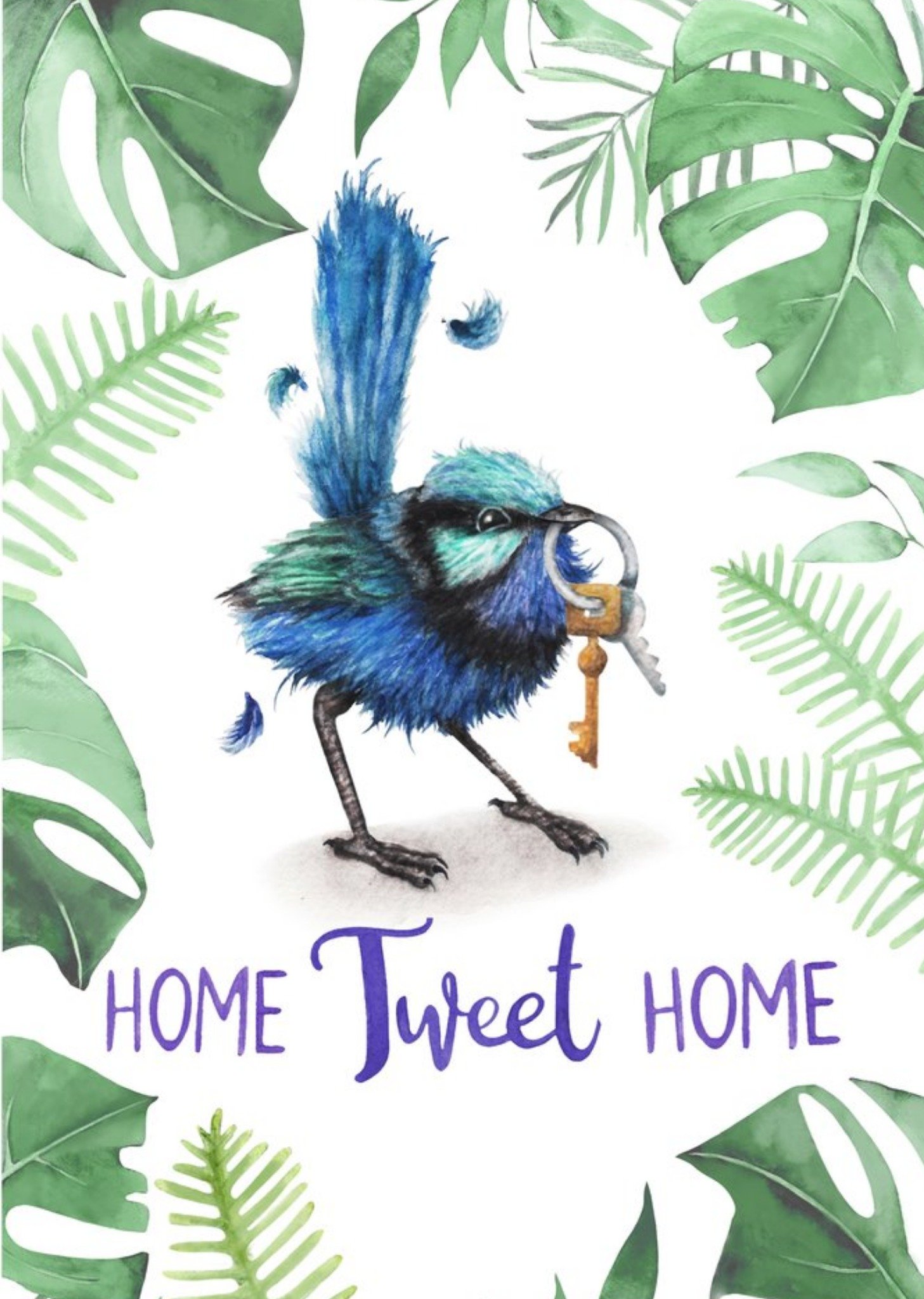 Moonpig Illustration Of A Blue Wren New Home Card