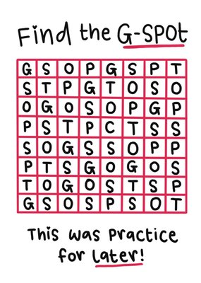 Cheeky And Naughty Find The G-Spot Word Search Typography Valentine's Day Card