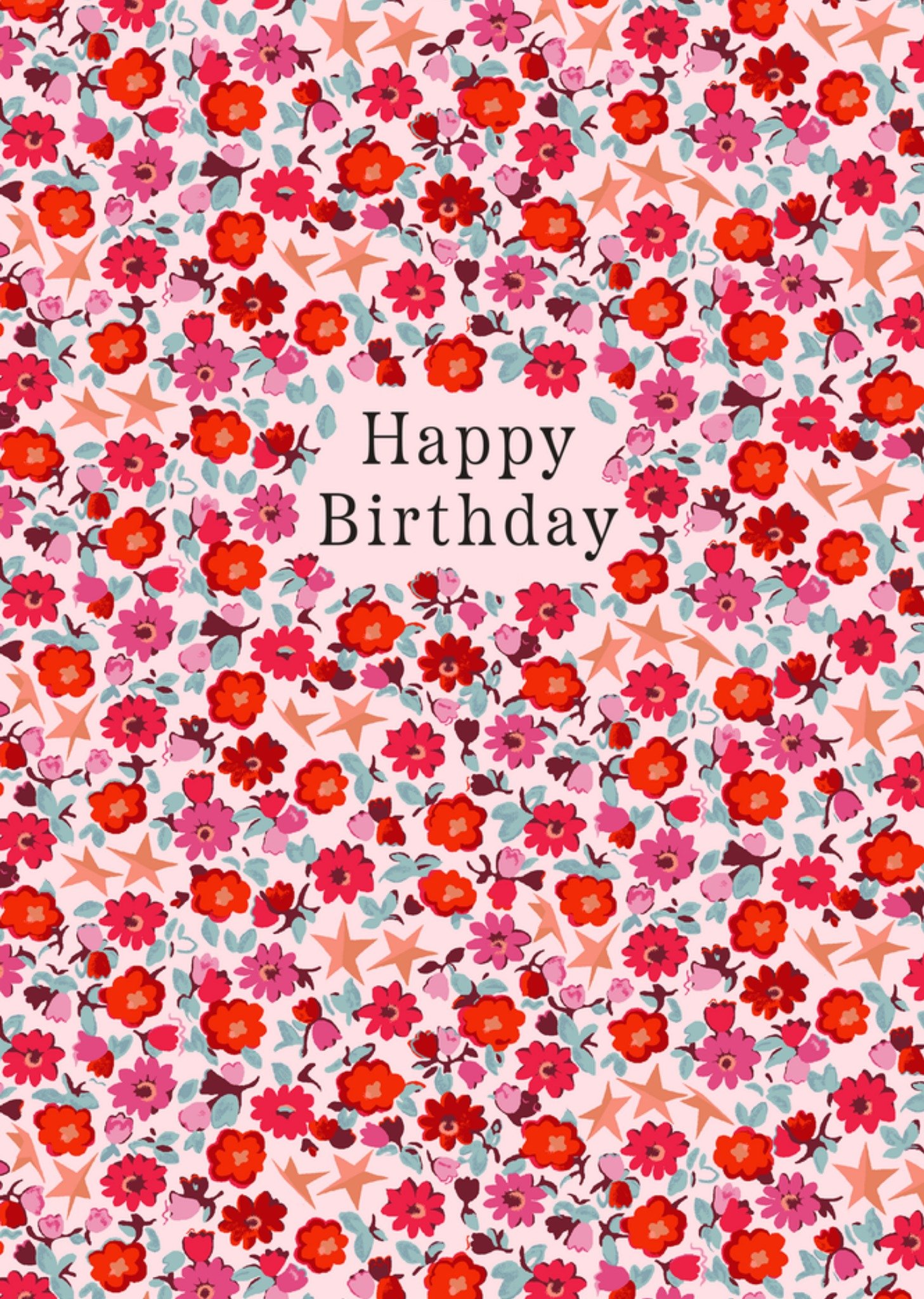 Happy Birthday Floral & Star Illustrated Cath Kidston Card