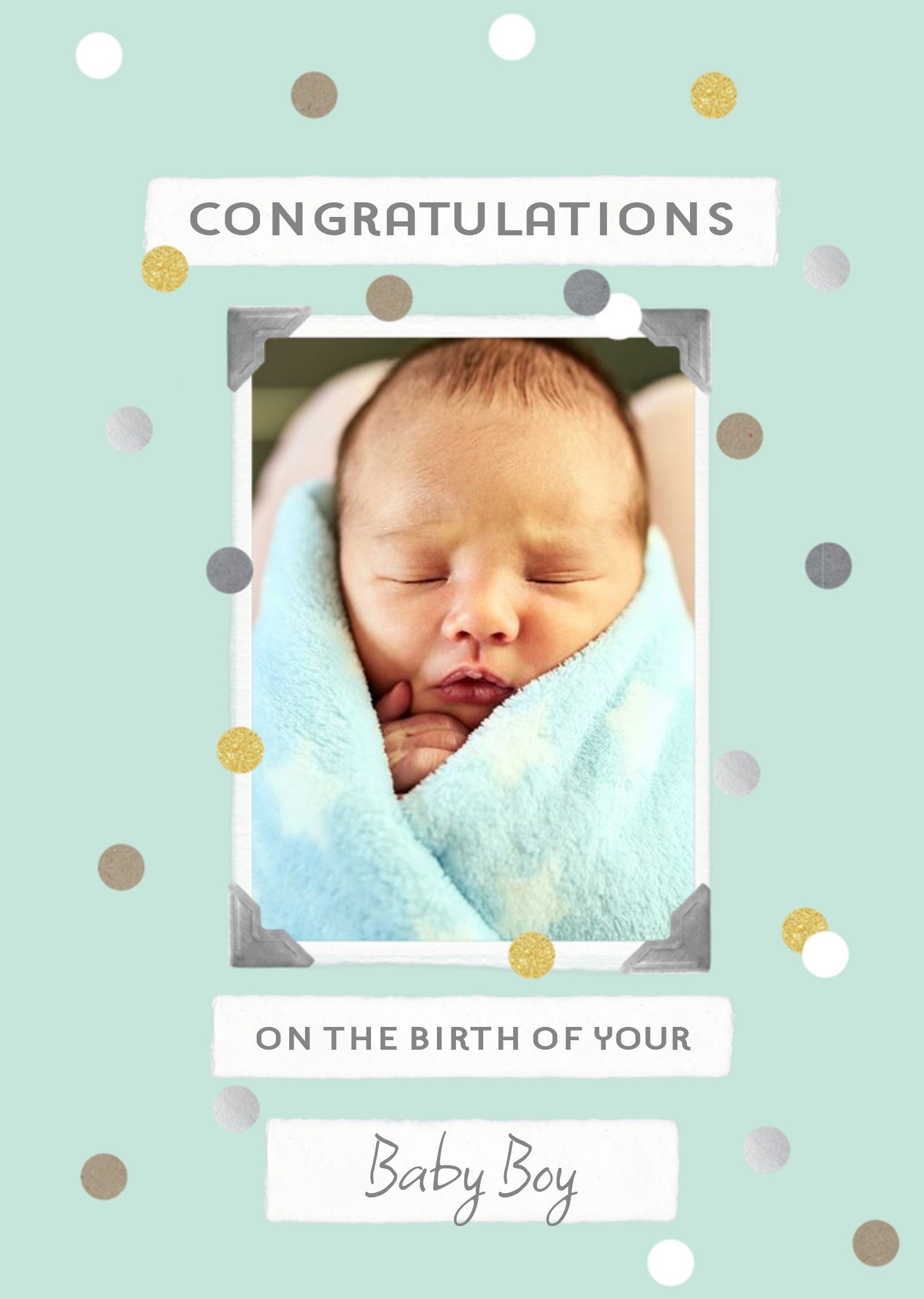 Moonpig New Baby Boy Photo Upload Congratulations Card