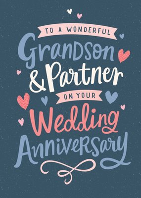 Grandson & Partner On Your Wedding Anniversary Card 