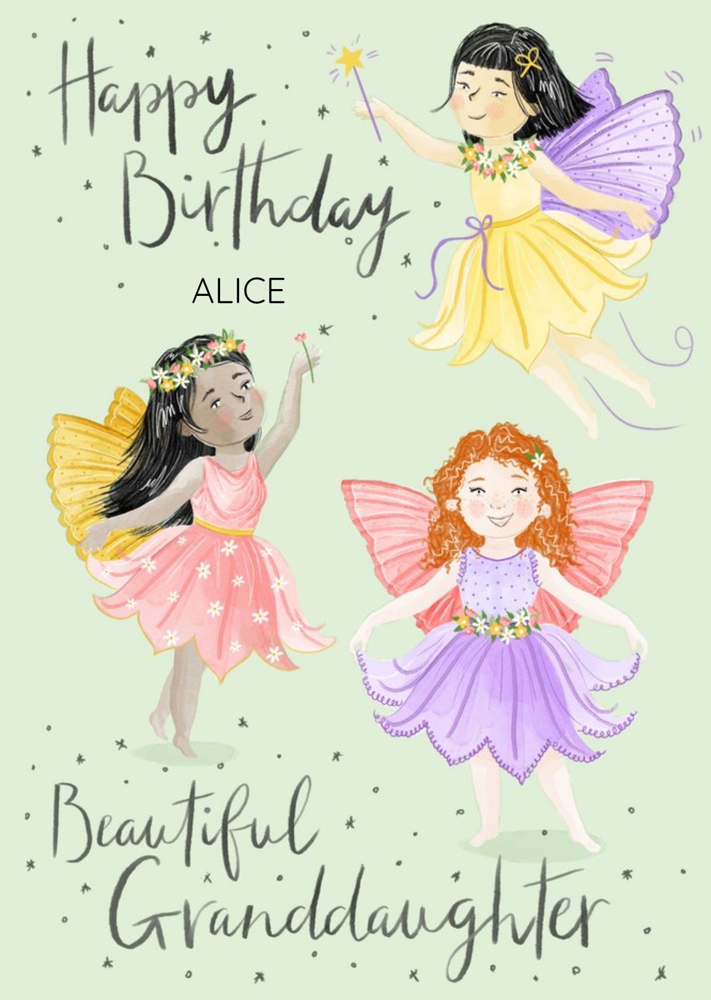 Okey Dokey Design Fairies Birthday Card For Granddaughter