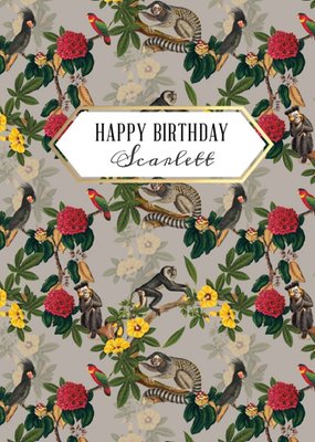Natural History Museum Happy Birthday Floral Lemur Card