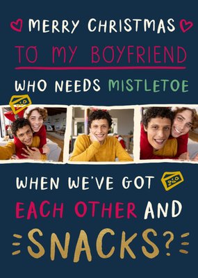 Who Needs Mistletoe Photo Upload Boyfriend Christmas Card