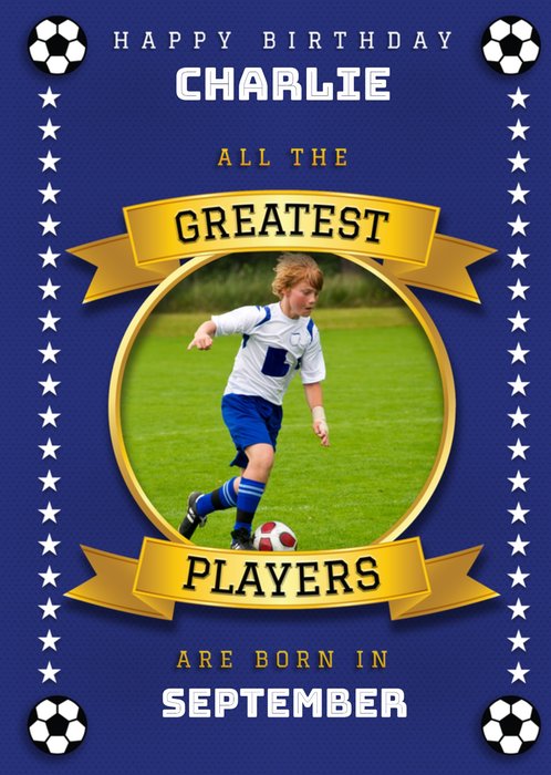 Football Legends Photo Upload Birthday Card