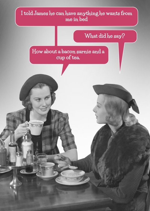 Retro Ladies Drinking Tea Funny Caption Card