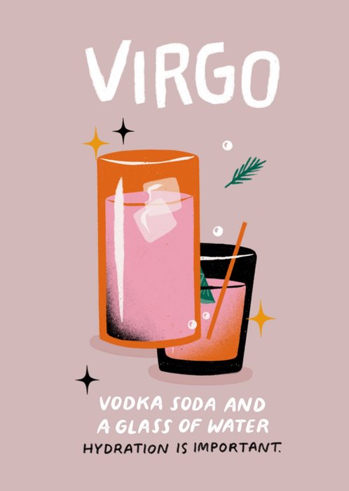 Virgo Star Sign Cocktail Birthday Card