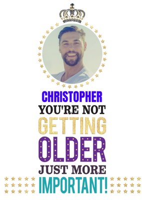 You're Not Getting Older Just More Important Photo Birthday Card