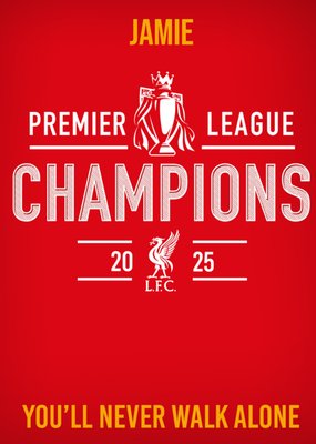 Liverpool Premier League Champions 2025 Typographic Card