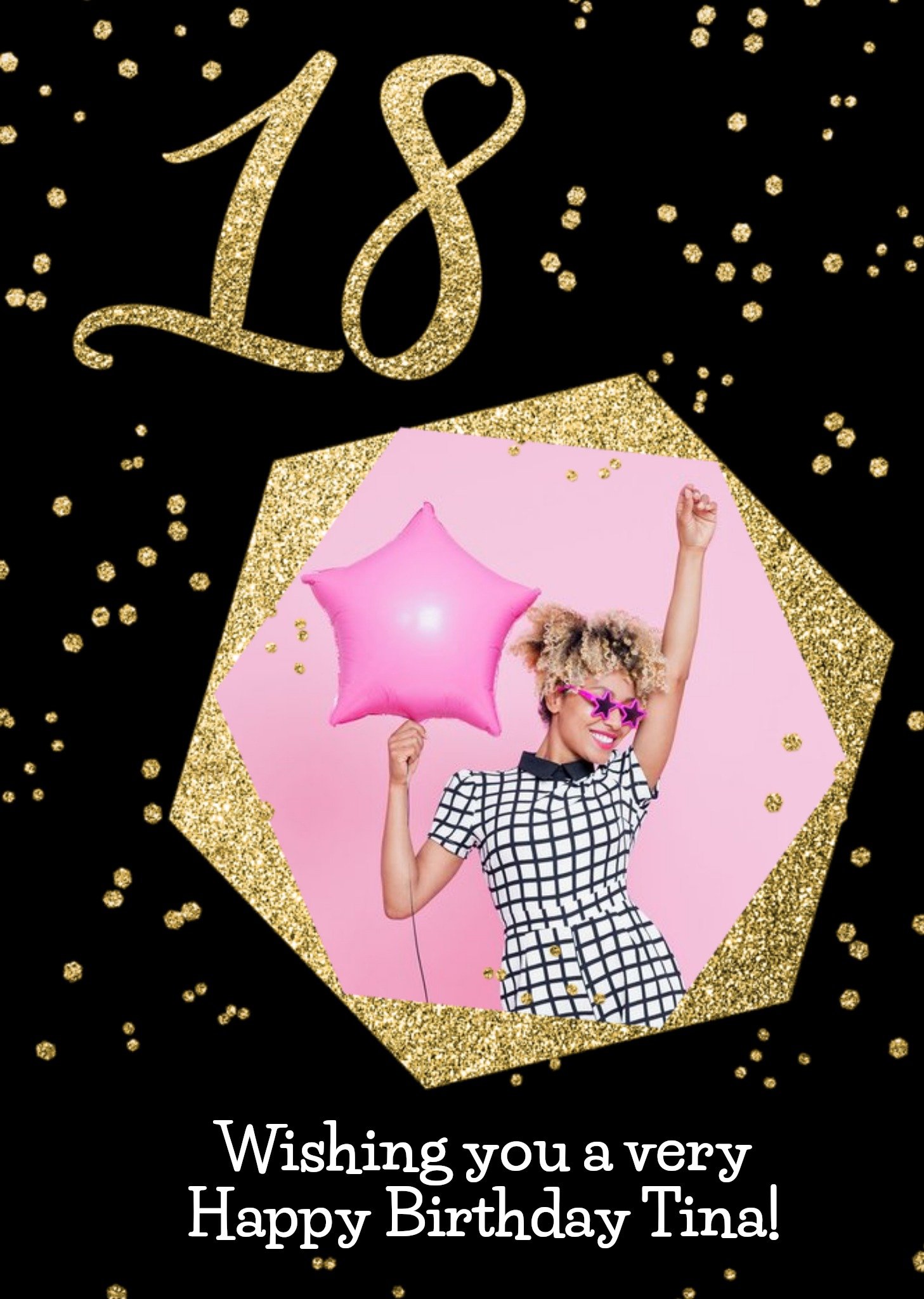 Moonpig 18th Photo Upload Glitter Confetti Birthday Card