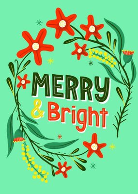 Sinead Hanley Illustrated Floral Wreath Typographic Christmas Card