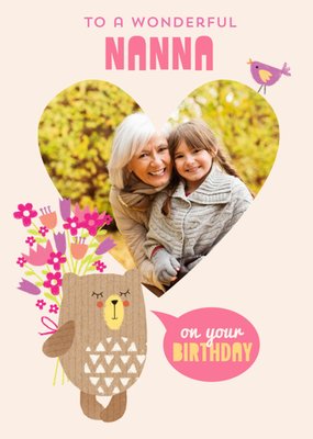 Wonderful Nanna Bear Illustration Photo Upload Card