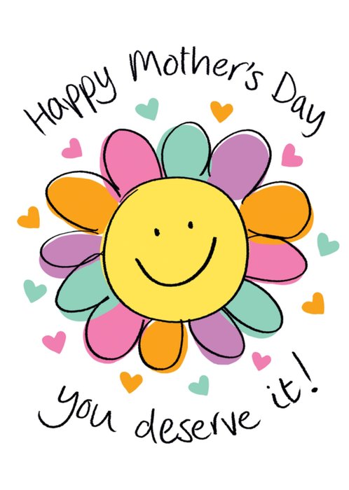 Fun Bright Smiley Faced Flower Mother's Day Card