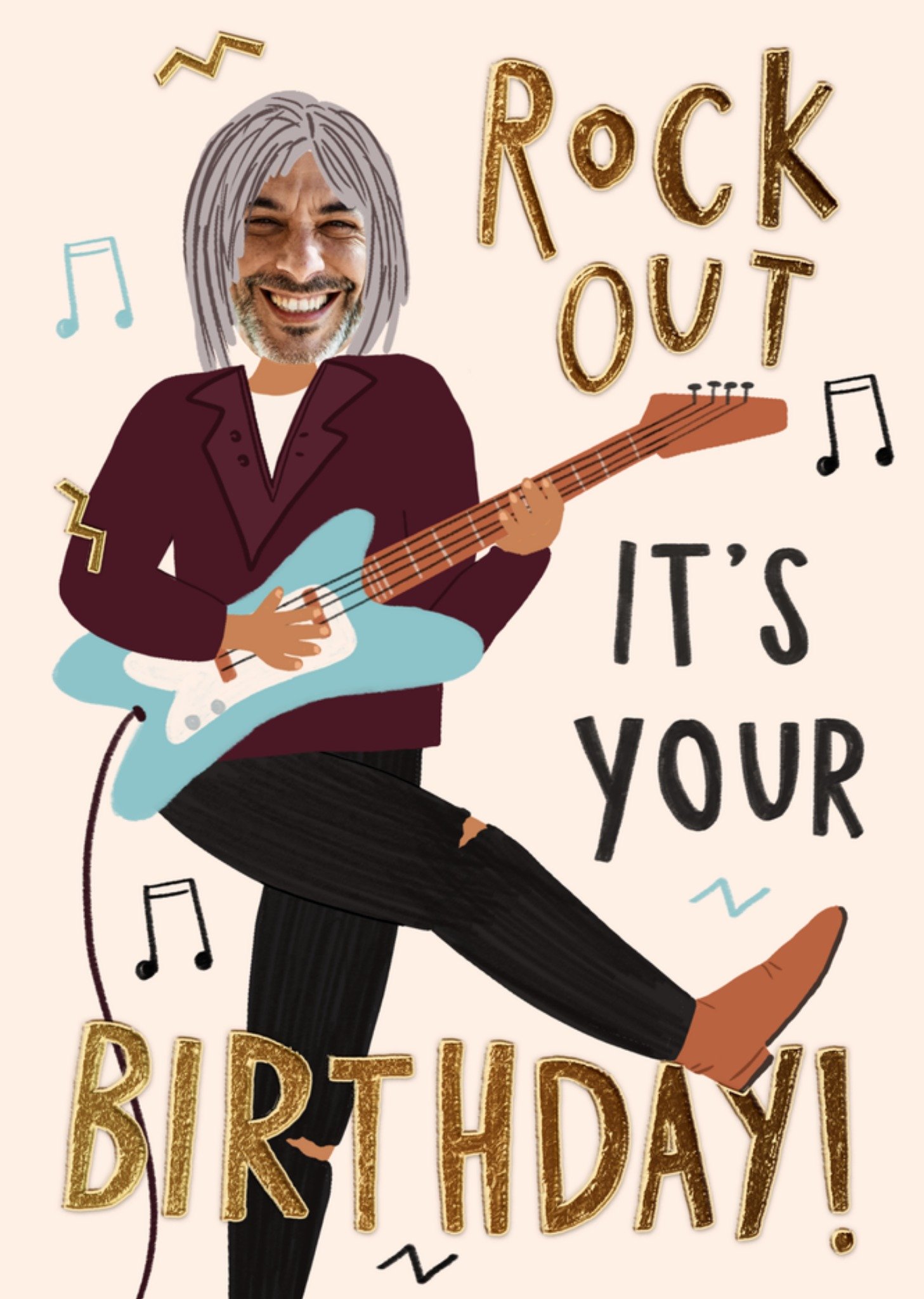 Moonpig Rock Out Face Upload Birthday Card
