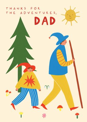 Thanks For All The Adventures Dad Illustrated Father And Child Hiking Birthday Card