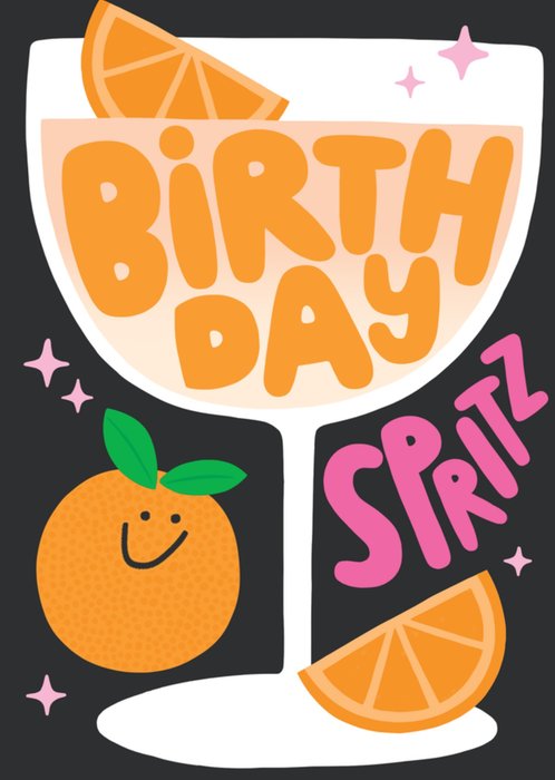 Birthday Spritz Bold Colourful Cocktail Typography Card