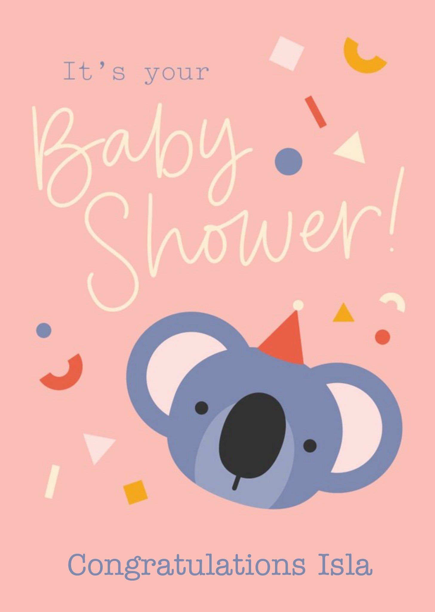 Moonpig Scatterbrain Illustrated Koala Customisable Baby Shower Card Ecard
