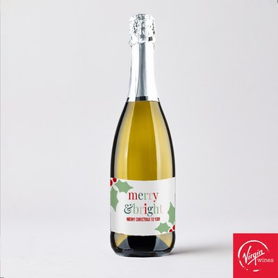 Personalised Merry & Bright Christmas Prosecco 75cl