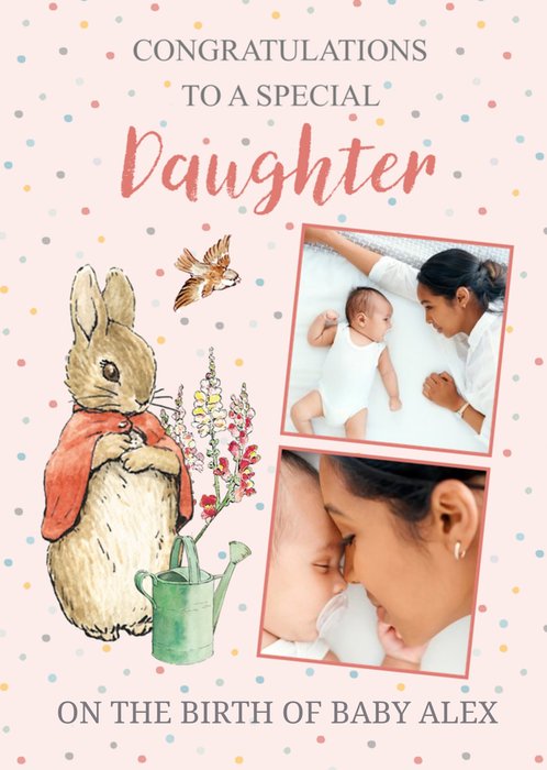 Peter Rabbit Congratulations To A Special Daughter Photo Upload New Baby Card