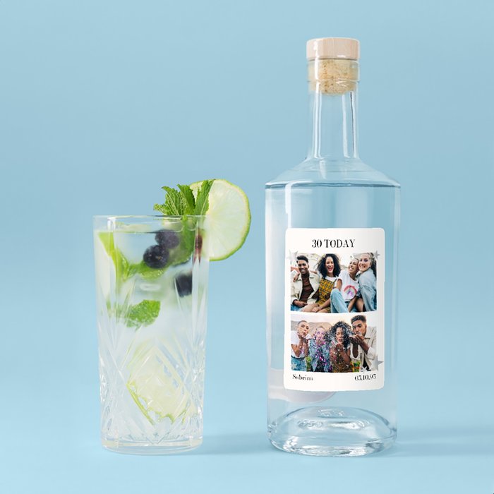 Personalised Photo Upload Milestone Birthday Gin 70cl