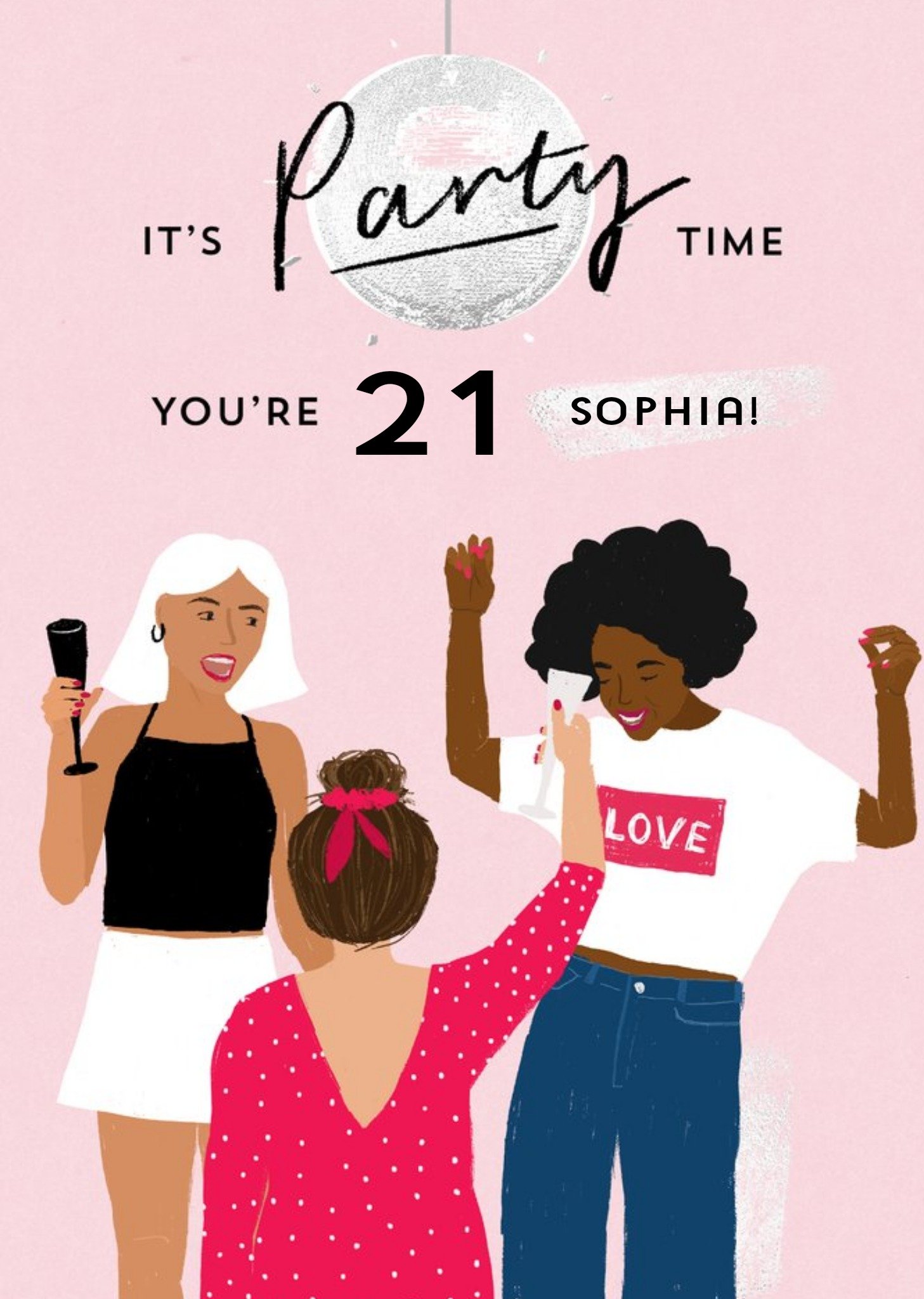 Moonpig Disco Party Themed Birthday Card, It's Party Time