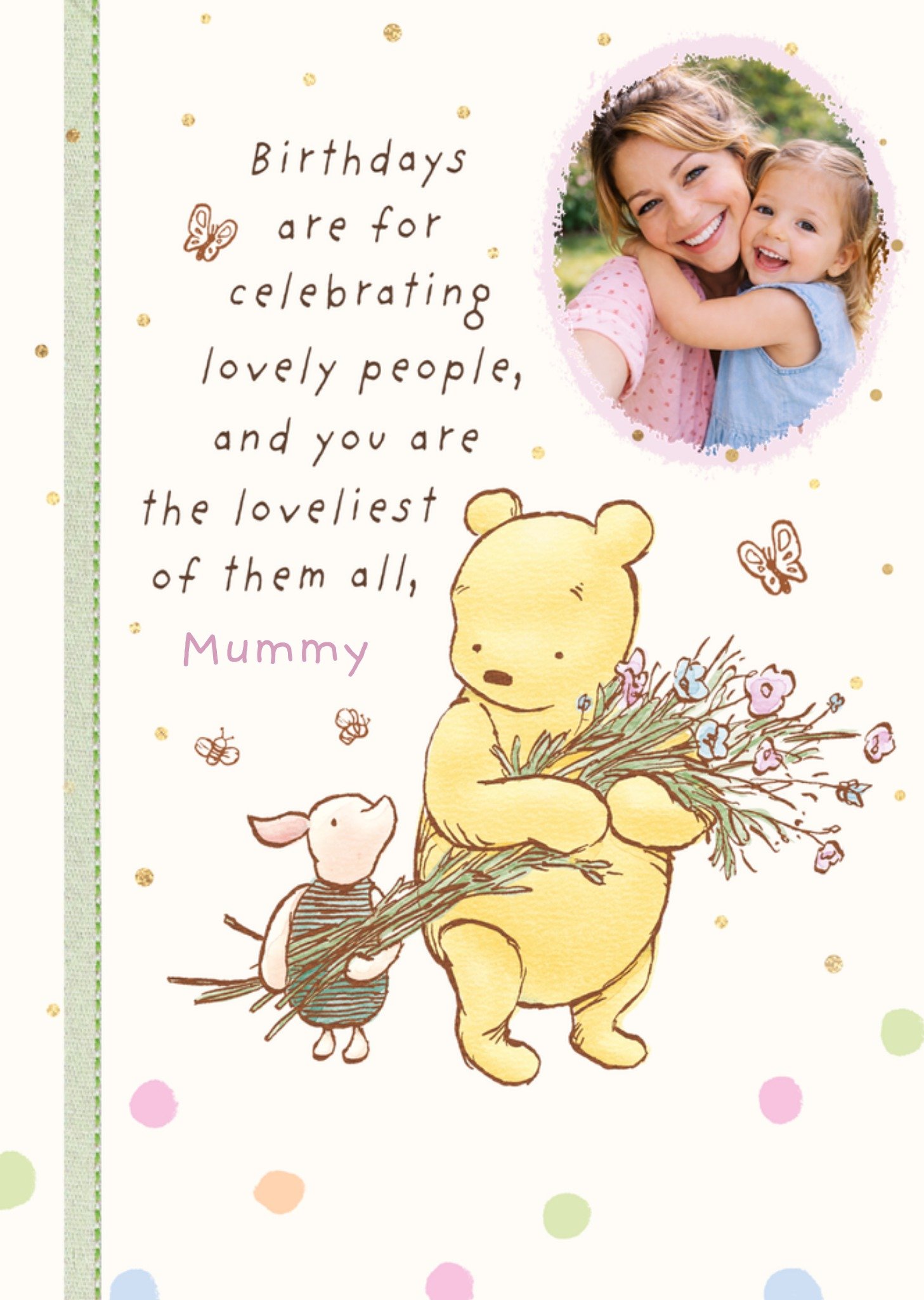 Disney Winnie The Pooh And Piglet With Bouquet Mummy Photo Upload Card