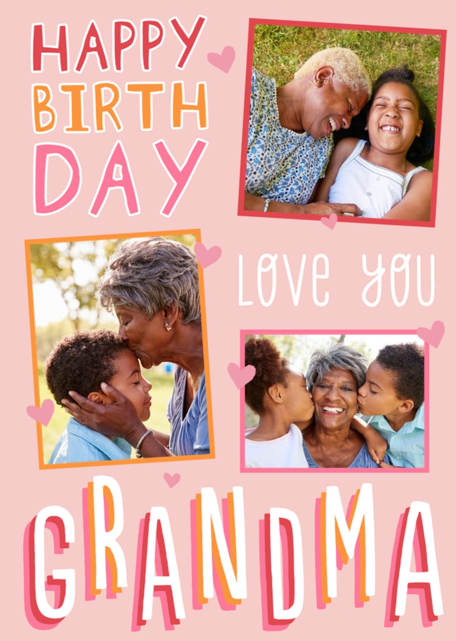 Moonpig Big Bold Type Typographic Grandma Birthday Photo Upload Card