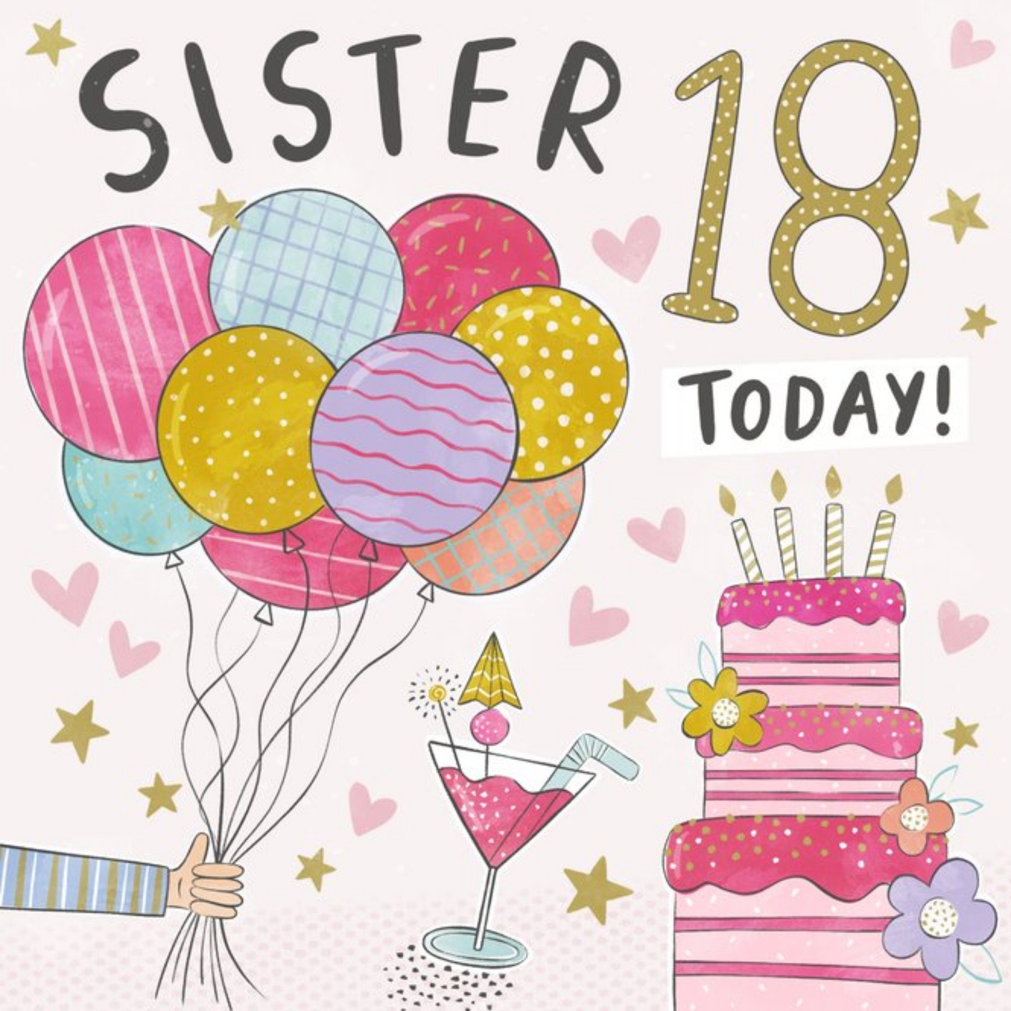 Moonpig Fun Cute Illustration Sister 18 Today Birthday Card