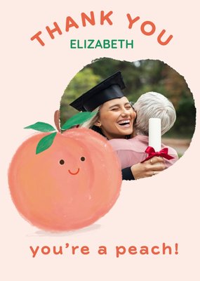 Personalised Illustrated Peach Photo Upload Thank You Card