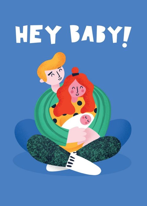 Modern Illustrated Hey Baby New Baby Card