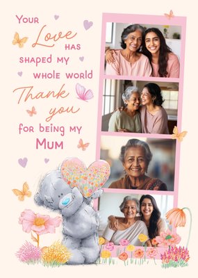 Tatty Teddy Flowers And Butterflies Photo Upload Mother's Day Card