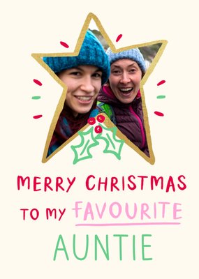 Merry Christmas To My Favourite Auntie Photo Upload Card