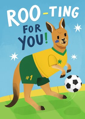 Roo-Ting For You Illustrated Kangaroo Soccer Encouragement Card
