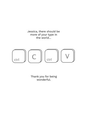 Ctrl C And Ctrl V Personalised Thank You Card