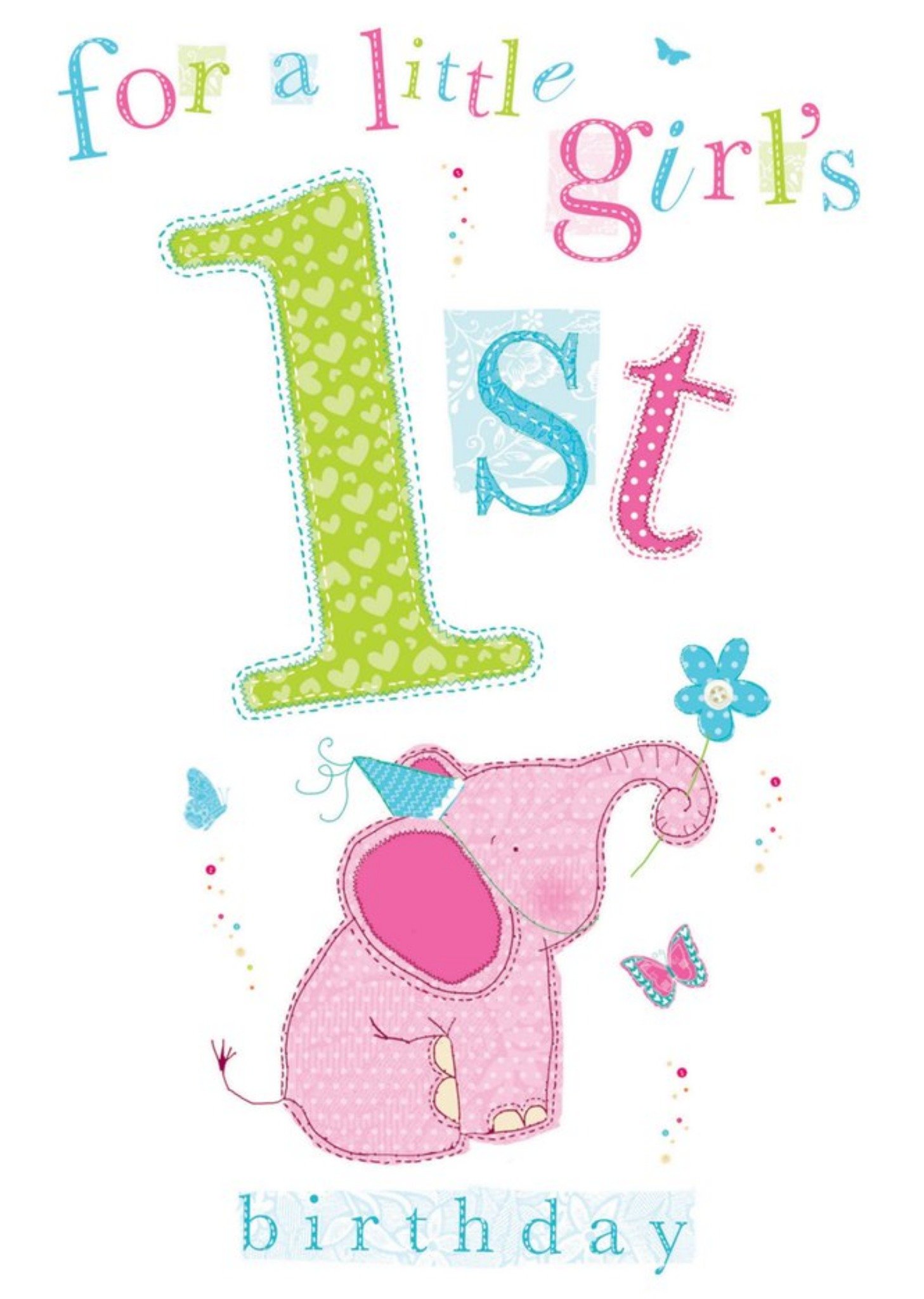Moonpig For A Little Girl's First Birthday Cute Elephant Card
