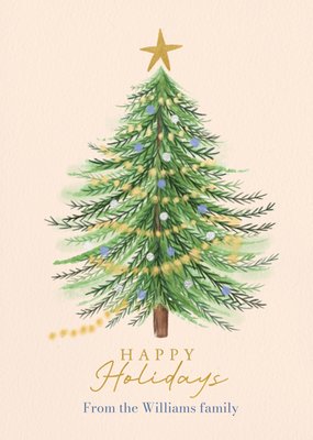 Happy Holidays Traditional Christmas Tree Card 