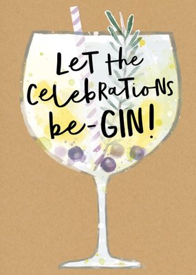 Illustrated Gin Glass Pun Celebration Card